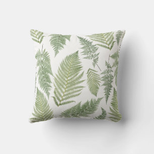 Coussin Feuille de fougère de forêt Vert botanique vintage