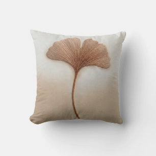 Coussin Feuille de Ginkgo Biloba en Terracotta Minimaliste