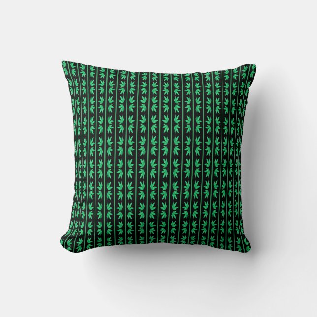 Coussin Feuille de graffiti avec bande verte (Recto)