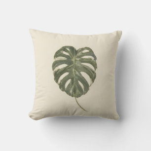 Coussin Feuille de Monstera panachée Tropical Organique Mo