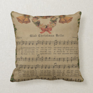 Coussin Feuille de musique vintage de chant de Noël