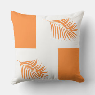 Coussin Feuille de palmier orange Art tropical de plage cô