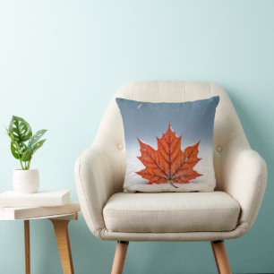 Coussin Feuille d'érable sur neige fraîche