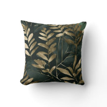 Feuille d'or botanique motif lancer l'oreiller