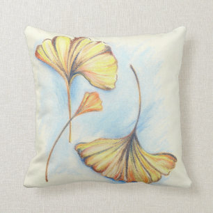 Coussin Feuille d'or de Ginkgo d'automne
