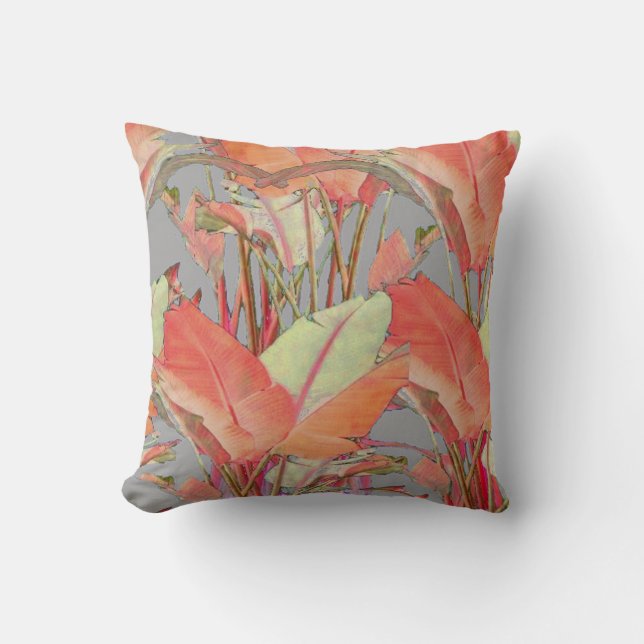 COUSSIN FEUILLE TROPICAL DE JUNGLE DANS DES COULEURS (Recto)
