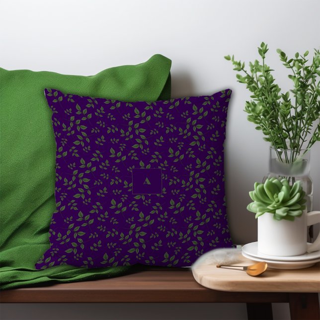 Coussin Feuille vert violet motif (Créateur téléchargé)