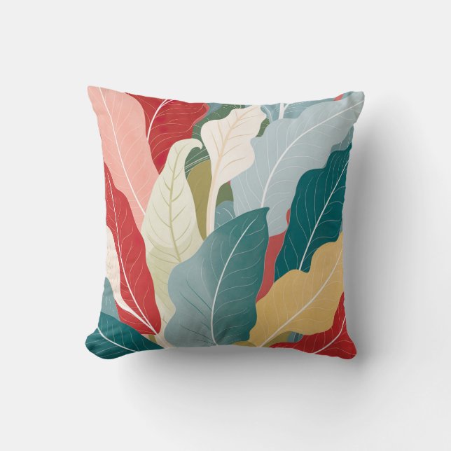 Coussin feuille vibrante aux tons d'automne (Recto)