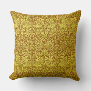Coussin Feuille Woodland Gold Rabbit William Morris Motif