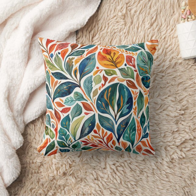 Coussin Feuilles Abstraits couleur brillant (Couverture)