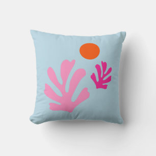 Coussin Feuilles Abstraits Coupe Les Formes Rose Et Bleu