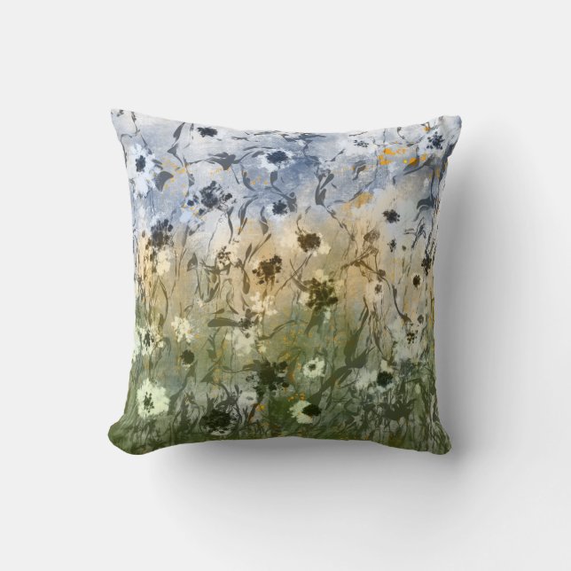Coussin feuilles Abstraits et jardin fleuri sauvage (Recto)