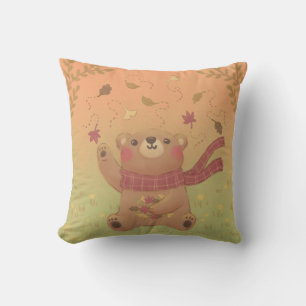 Coussin Feuilles automnales de l'automne de Teddy Bear