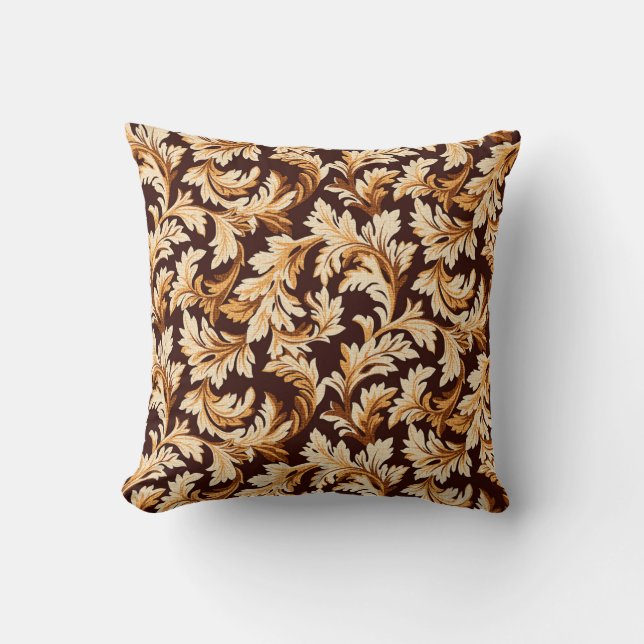 Coussin Feuilles Baroques Dessinés À La Main : Élégance De (Recto)