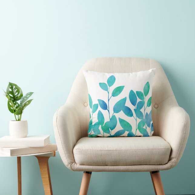 Coussin Feuilles bleu turquoise (Chaise)