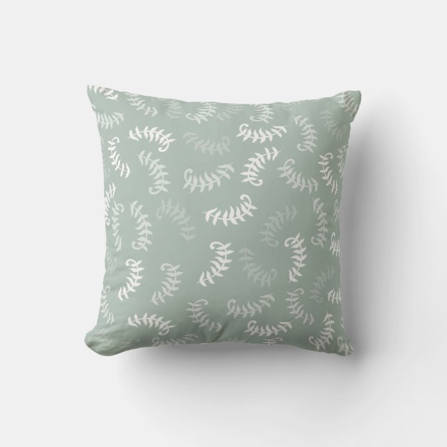 Coussin Feuilles botaniques verts turquoises (Recto)