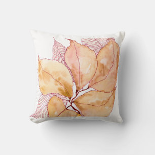 Coussin Feuilles d'aquarelle d'automne Illustration botani