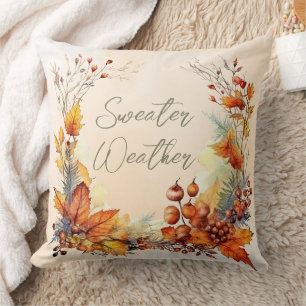 Coussin Feuilles d'automne aquarelle