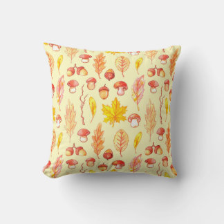 Coussin Feuilles d'automne : aquarelle papier peint rétro