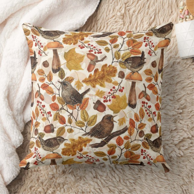 Coussin Feuilles d'automne, baies, champignons et fleurs (Couverture)
