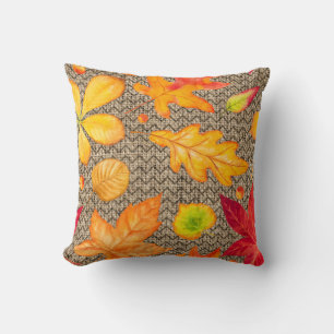 Coussin Feuilles d'automne Burlap