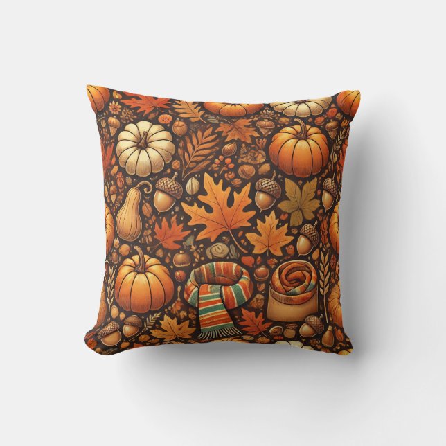 Coussin Feuilles d'automne chaudes (Recto)