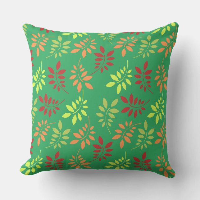 Coussin Feuilles d'automne colorées aux tons chauds (Recto)