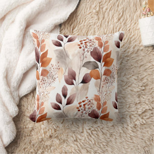 Coussin Feuilles d'automne de Terracotta et de Bourgogne