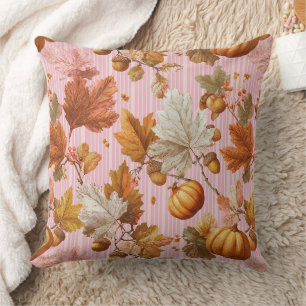 Coussin Feuilles d'automne et Citrouilles Motif sans coutu