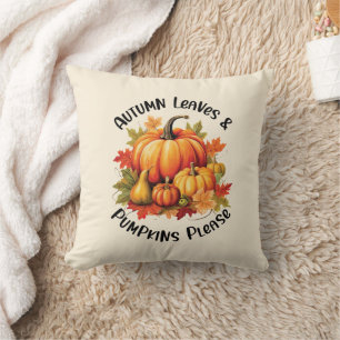 Coussin Feuilles d'automne et Citrouilles s'il vous plaît 