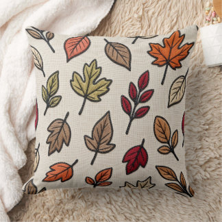 Coussin Feuilles d'automne modernes brodées esthétiques 