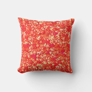 Coussin Feuilles d'automne, orange corail