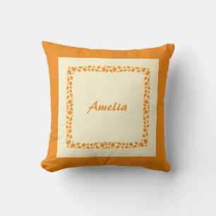 Coussin Feuilles d'automne orange simple personnalisées