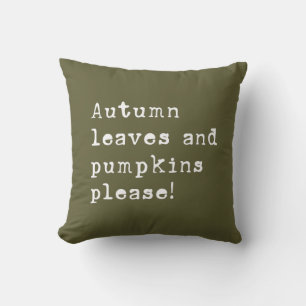 Coussin Feuilles d'automne simples et type Citrouille vert