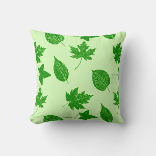 Coussin Feuilles d'automne - vert émeraude et vert citron