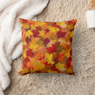 Coussin Feuilles de chute d'aquarelle - Vintage Motif d'au
