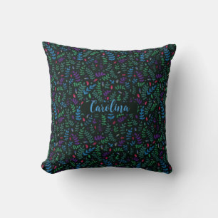 Coussin feuilles de crayon foncé