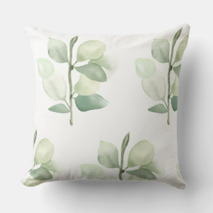 Coussin Feuilles de Eucalyptus Vert, décor pastel délicat