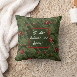 Coussin Feuilles de fées magiques et tabourets rouges Aqua
