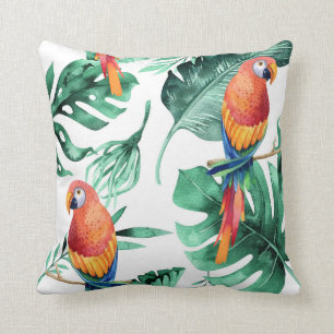 Coussin Feuilles de forêt tropicale verte de la jungle de