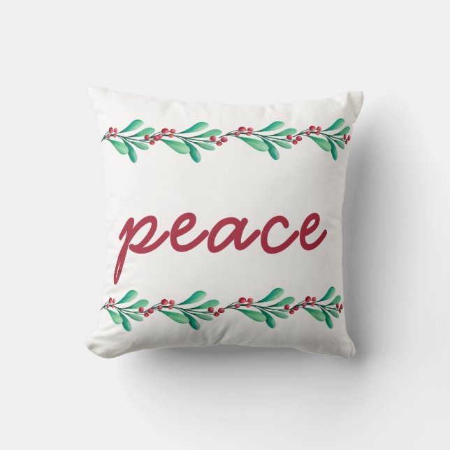 Coussin Feuilles de la paix de Noël et baies (Recto)