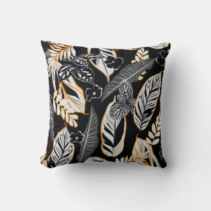 Coussin Feuilles de nuit tropicaux foncé et sans feuillag