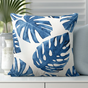 Coussin Feuilles de palme bleu tropical
