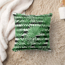 Feuilles de palme tropicales Motif de rayures blan