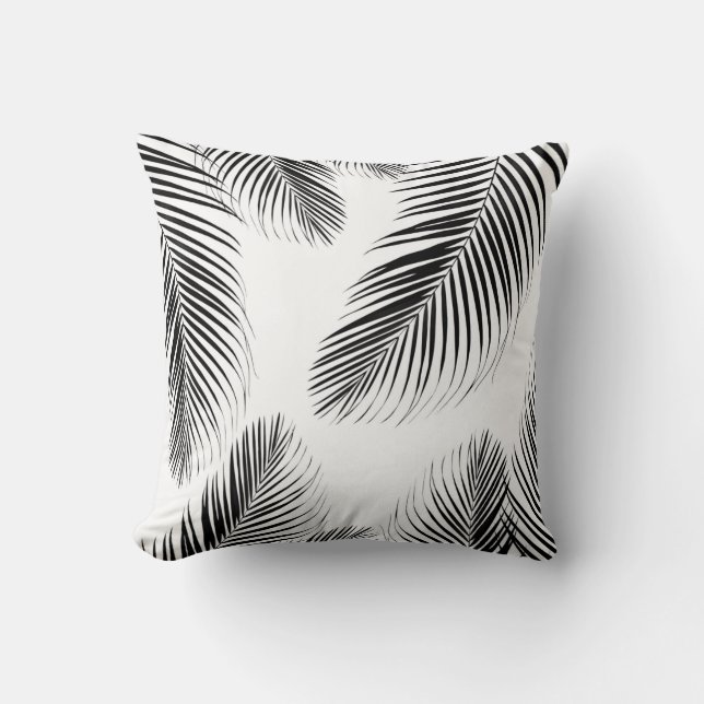 Coussin Feuilles de palme - Vibes de cali noir et blanc #2 (Recto)