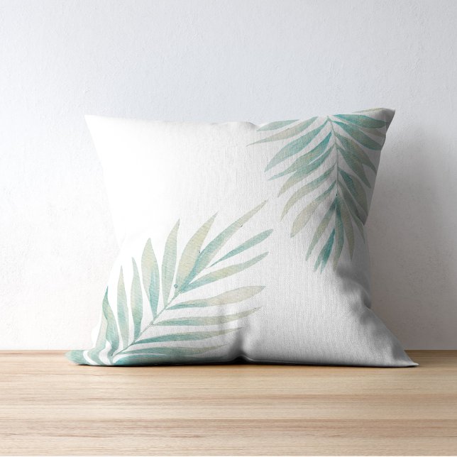 Coussin Feuilles de palmier à l'aquarelle élégantes  (Créateur téléchargé)