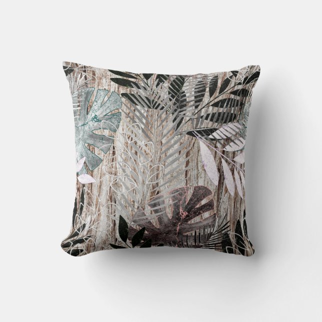 Coussin Feuilles de palmier, arbre, tropical, Botanique (Recto)