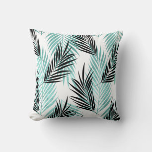 Coussin Feuilles de palmier arbre tropical turquoise brill