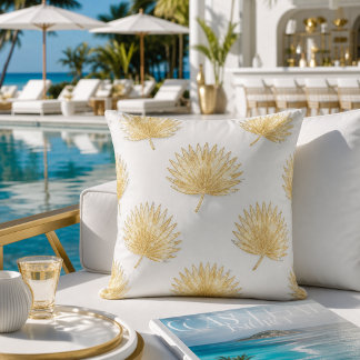 Coussin Feuilles de palmier Tropical Gold