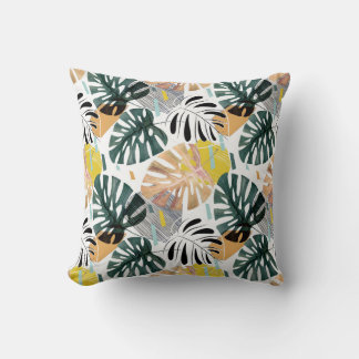 Coussin Feuilles de palmiers tropicaux : éléments décorati